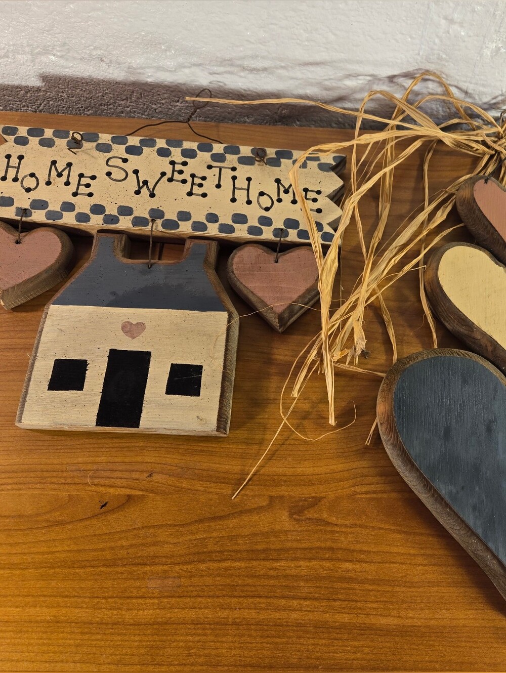 Ruustic country wooden "Home Sweet Home" and layered heart decorations